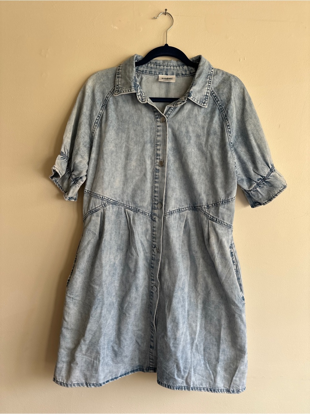Salti Road Acid Wash Denim Mini Dress – Size Medium